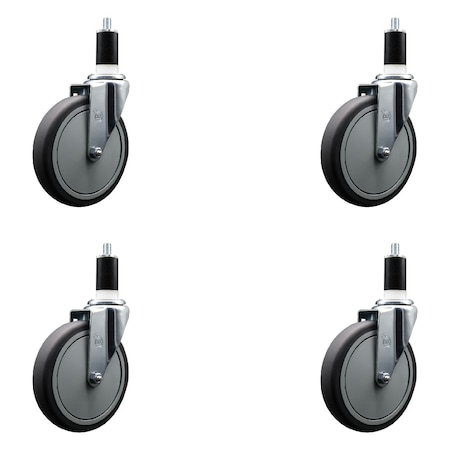 Service Caster 6'' Thermoplastic Rubber Wheel Swivel 1-3/8'' Expanding Stem Caster Set, 4PK SCC-EX20S614-TPRB-138-4